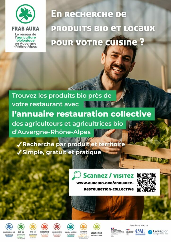 Annuaire Restauration collective bio - Affiche A3 aurabio.org